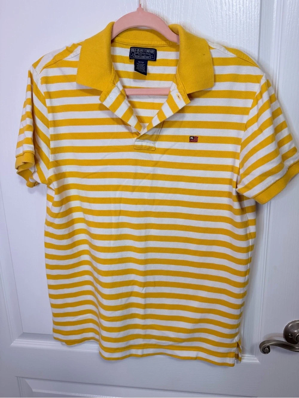 Polo by Ralph Lauren Yellow & White Striped Short-Sleeve Polo